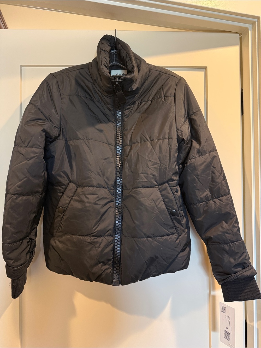 New with tags. Maralyn & Me black puffer jacket with oversized black zipper